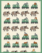 Safari Animals Train Collection Rug