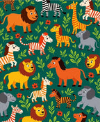 Playful Jungle Animals Medley Rug