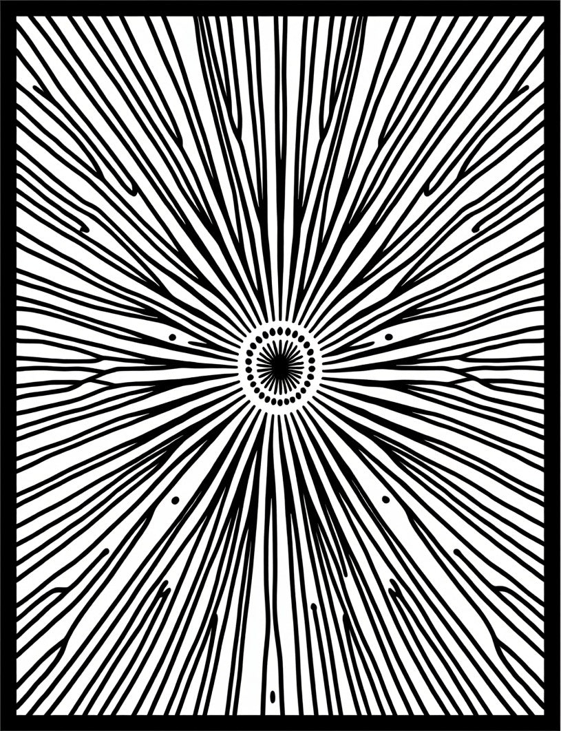Bold Black Radial Sunburst Rug