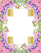 Art Nouveau Pink Floral Gilded Frame Rug