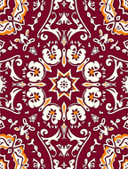 Deep Crimson Floral Medallion Symmetry Rug