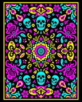 Bright Turquoise Skull Floral Mandala Rug