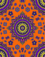 Vibrant Orange Floral Mandala Rug