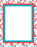 Coral Teal Swirl Border Rug