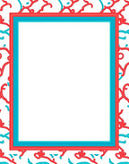 Coral Teal Swirl Border Rug