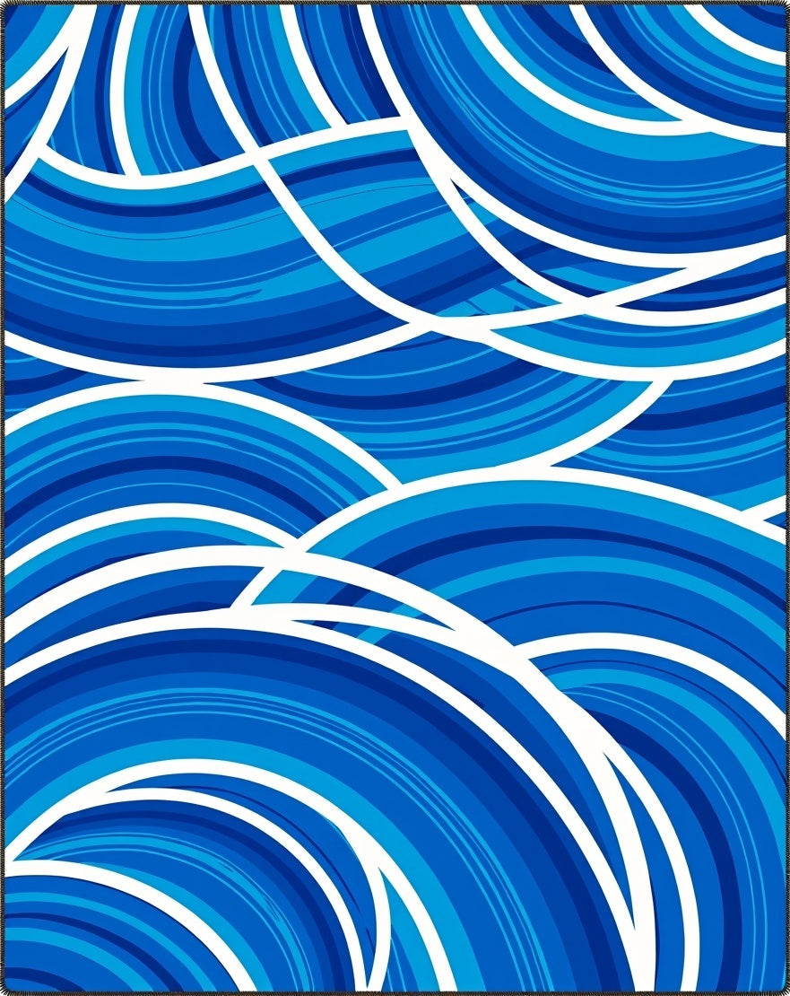 Bold Blue Abstract Swirl Rug