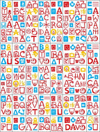 Red Blue Yellow Alphabet Collage Rug