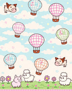 Whimsical Animals Hot Air Balloon Sky Rug