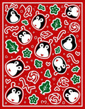 Red Penguin Holiday Collage Rug