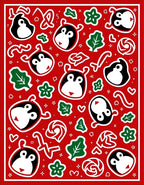 Red Penguin Holiday Collage Rug