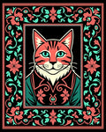 Whimsical Pink Floral Cat Portrait Rug