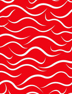 Crimson White Flowing Wave Rug