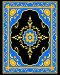 Golden Sunburst Blue Floral Bloom Rug