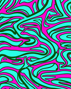 Vibrant Turquoise Pink Swirls Rug