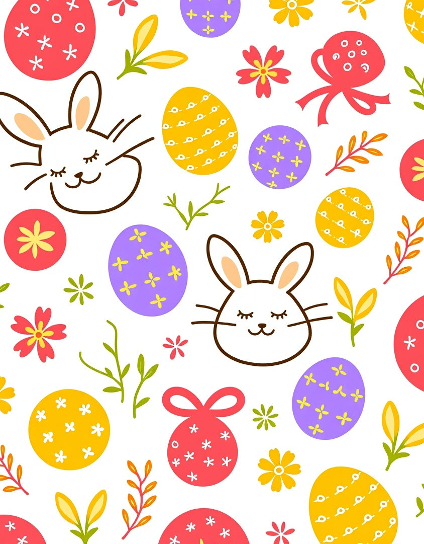 Whimsical Easter Bunny Egg Flower Meadow Rug