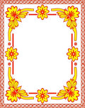 Red Yellow Bold Floral Border Rug