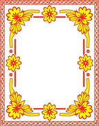 Red Yellow Bold Floral Border Rug
