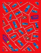 Bold Red Capsule Collage Rug