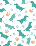 Teal Dachshund Paw Print Grass Rug
