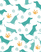 Teal Dachshund Paw Print Grass Rug