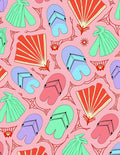 Pink Pastel Flip Flop Fan Collage Rug