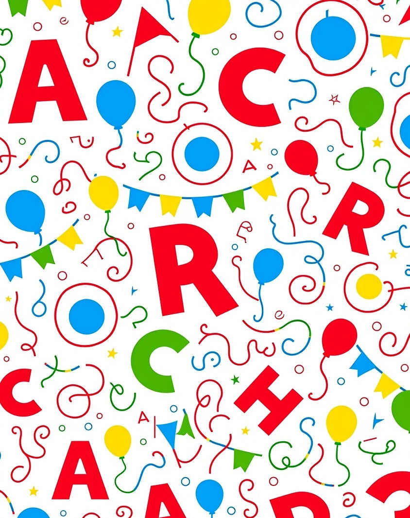 Joyful Alphabet Balloons Party Confetti Rug