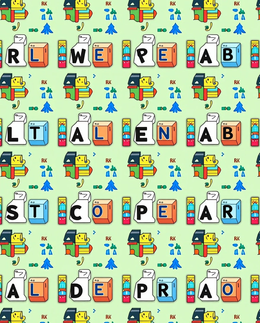 Colorful Alphabet Blocks Repeating Layout Rug