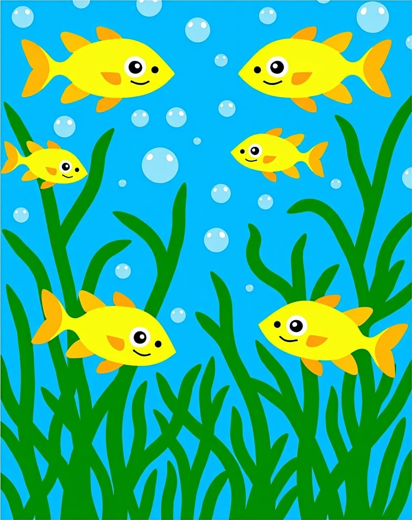 Bright Yellow Fish Bubbles Ocean Life Rug