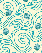 Coastal Blue Seashell Swirls Rug