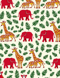 Red Elephants and Giraffes Garden Rug