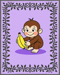 Cute Monkey With Banana Lavender Border Rug