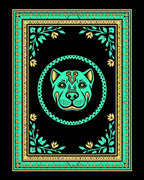 Emerald Mint Dog Portrait Frame Rug