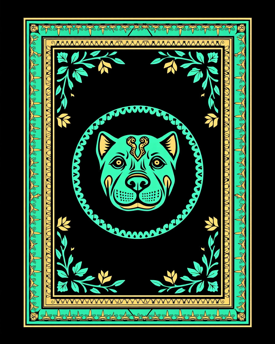 Emerald Mint Dog Portrait Frame Rug