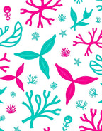 Coral Pink Teal Abstract Marine Life Rug