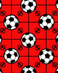 Red Black White Soccer Ball Grid Rug