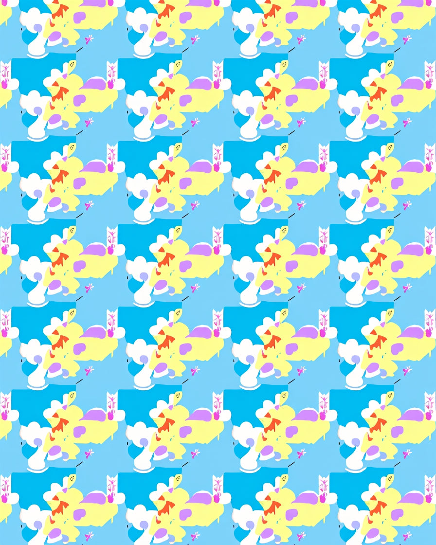Playful Yellow Cloud Abstract Shapes Rug