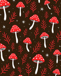 Whimsical Red Mushroom Foliage Woodland Rug
