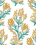 Teal Gold Branch Blossom Repeating Rug