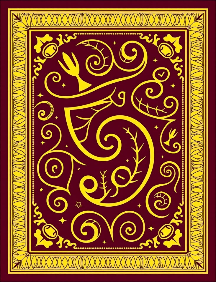 Crimson Yellow Ornate Floral Swirls Rug