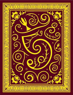 Crimson Yellow Ornate Floral Swirls Rug