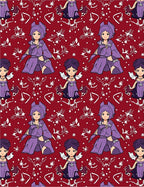 Red Purple Anime Whimsical Characters Rug