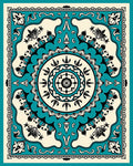 Turquoise Black Cream Mandala Medallion Rug