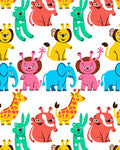 Jazzy Safari Animals Bright Color Collection Rug