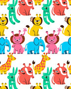 Jazzy Safari Animals Bright Color Collection Rug