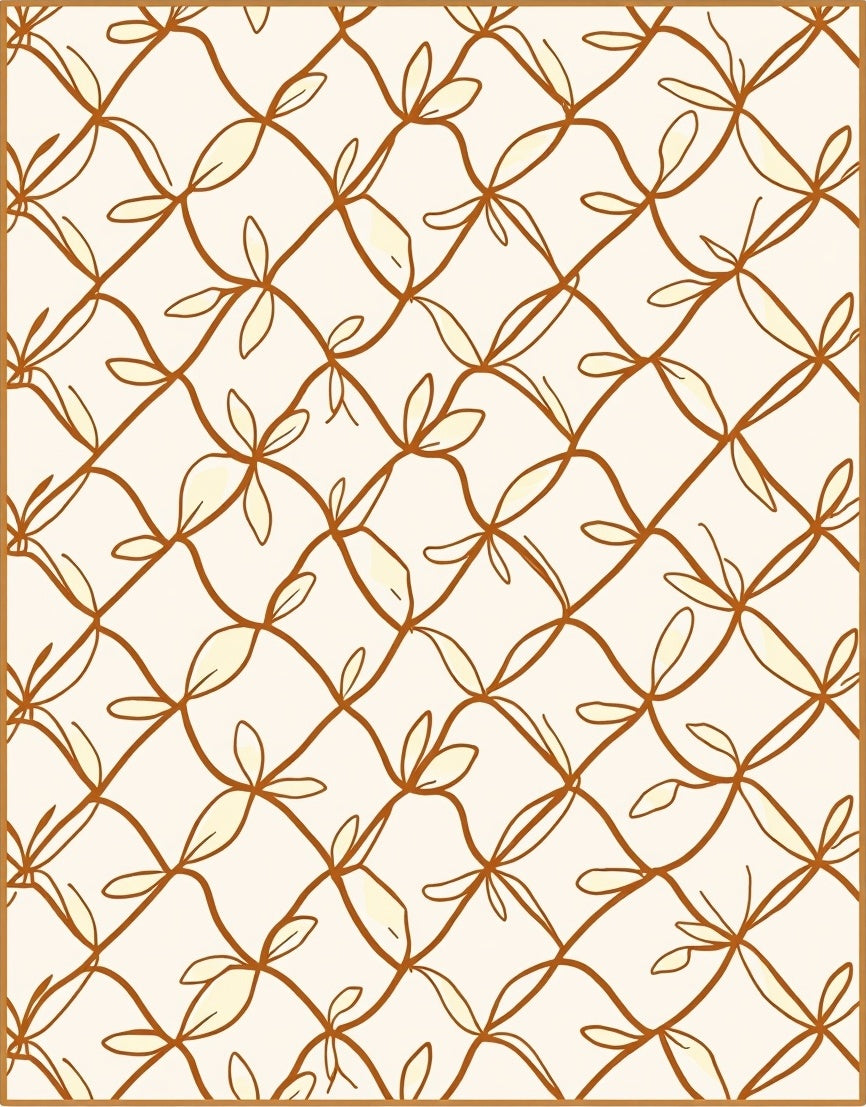 Organic Lattice Brown Leaf Vine Rug