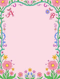 Pink Floral Alphabet Garden Frame Rug