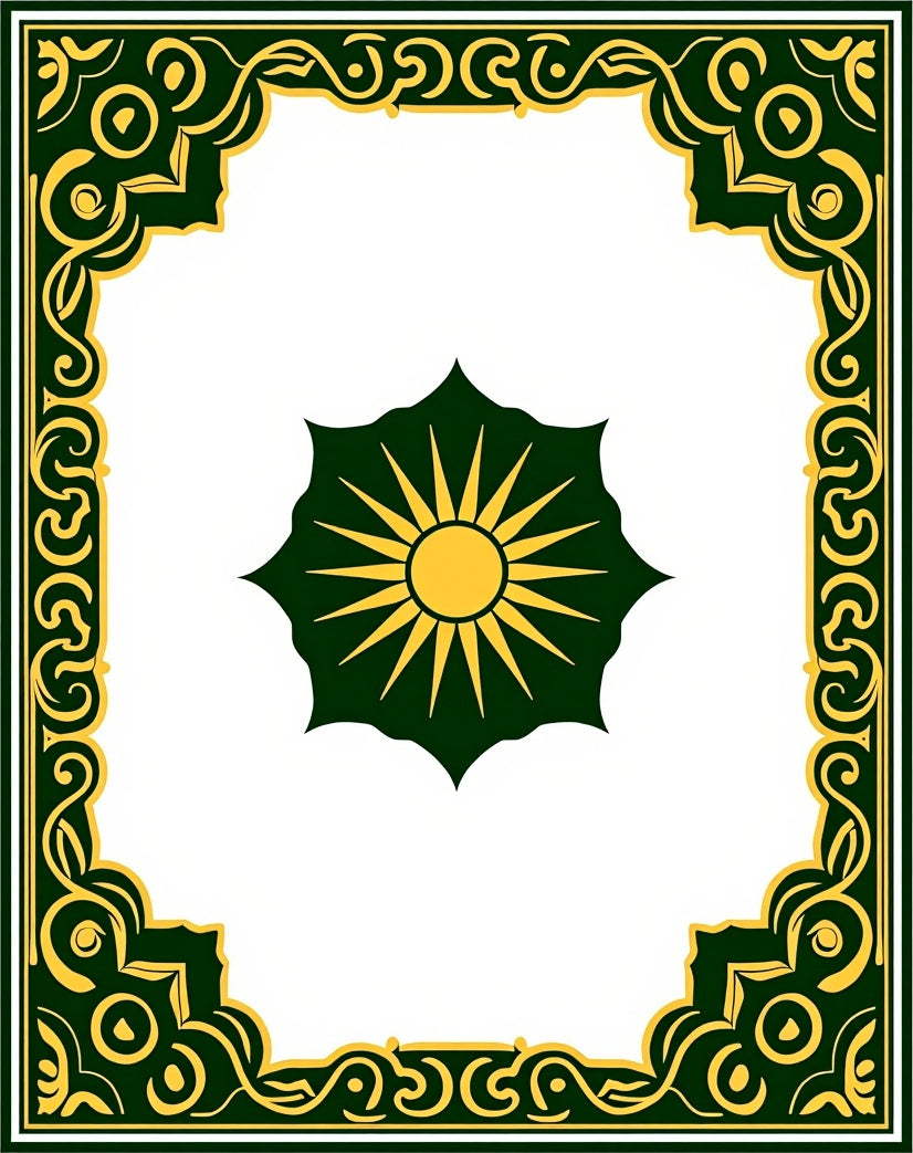 Emerald Sunburst Ornate Border Rug