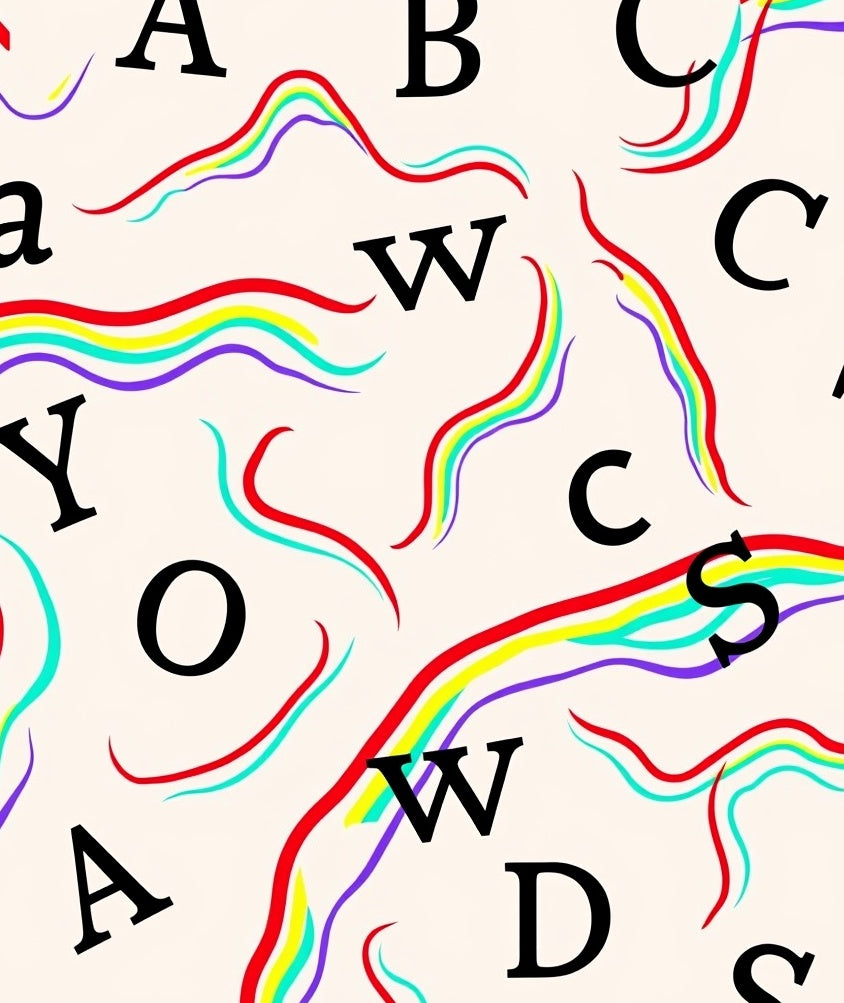 Rainbow Letter Collage Rug
