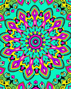 Vibrant Magenta Teal Floral Medallion Rug