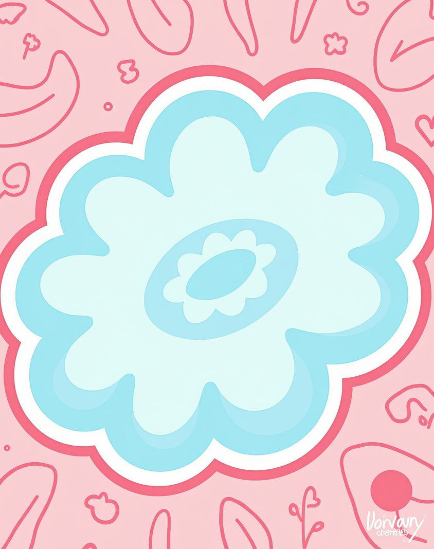 Soft Pink Blue Abstract BlossomRug Rug